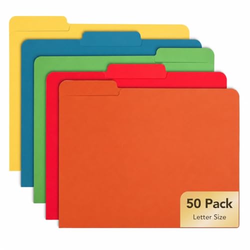Dossiers de fichiers format lettre et fournitures de bureau colorées vintage avec onglets 1/3