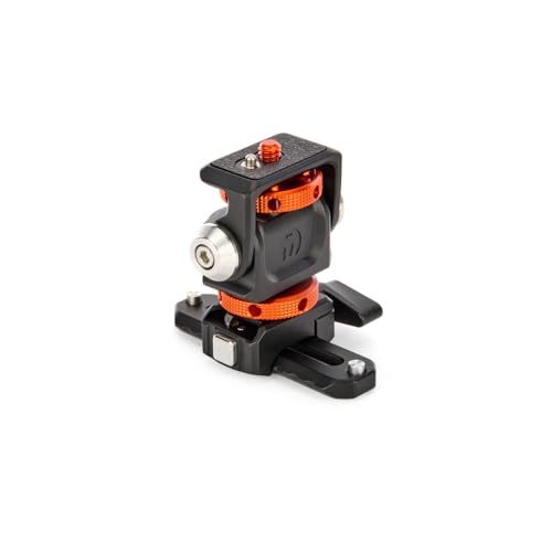 3 Legged Thing Monty 3 Mini Pan & Tilt Mount – Cold Shoe + Modular Picatinny Base, 360° Rotation, ¼”-20 Thread - Lava Finish