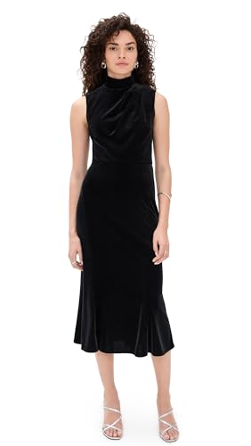 Shoshanna Womens Audrey Stretch Velvet Sheath Midi Dress Jet