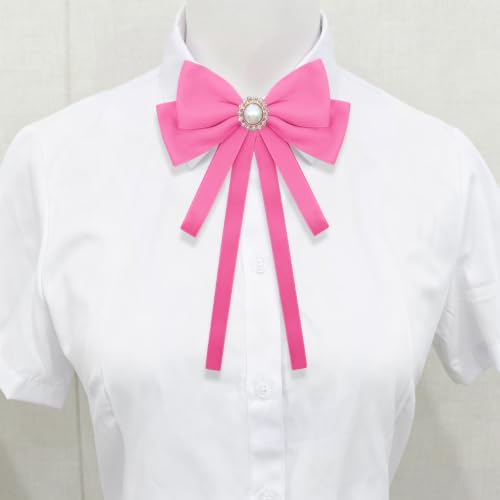 Image of LJBFNN Bow Ties for Women, Adjustable Pre Tied Bow Tie Solid Color Ribbon Bowtie for Girls Ladies Party Daily Cosplay School