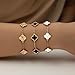 HAITTY 18K Gold Plated Clover Bracelet Set for Women White/Black/Gold/Silver/Green/Pink Adjustable Link Double-Sided Lucky Bracelets Trendy Bracelets Set Jewelry Gifts for Women Men