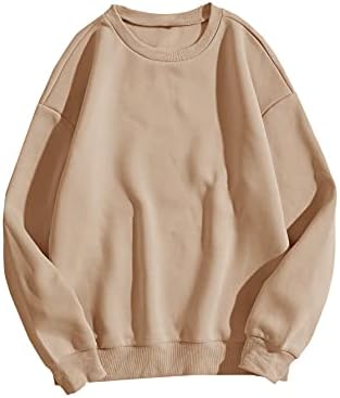 MakeMeChic Women's Plus Size Casual Cute oversized Long Sleeve Round Crew Neck Sweatshirt Pullover Top Khaki XL