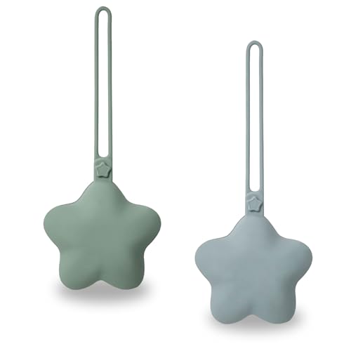 WeSweet Schnullerbox für unterwegs - 2er Pack Silikon Schnullerbehälter Schnullerhalter - Leicht zu Reinigen (Star Blue)