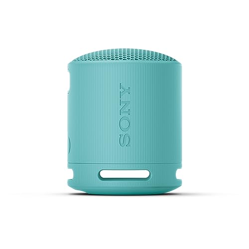Image of Sony SRS-XB100 Wireless Bluetooth Portable Lightweight Super-Compact Travel Speaker, Extra-Durable IP67 Waterproof & Dustproof, 16 Hrs Batt, Versatile Strap, Extra Bass & Hands-Free Calling-Blue