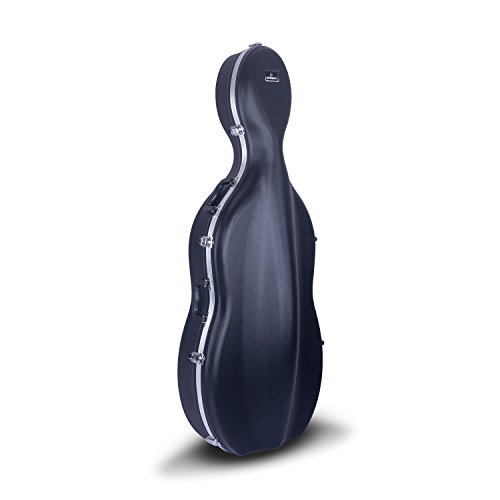image for Crossrock 4/4 and 3/4 Size ABS Molded Cello Case with Wheels in Black(