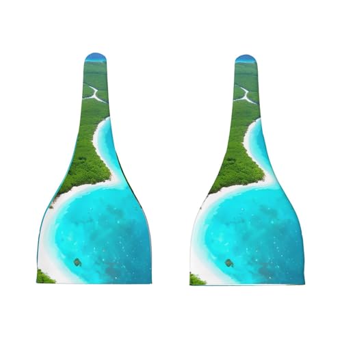 Newborn Baby Hat, an Island in The Ocean Print Soft Top Knot Beanie Cap, Cute Baby Headwear for 0-6 Months Black3