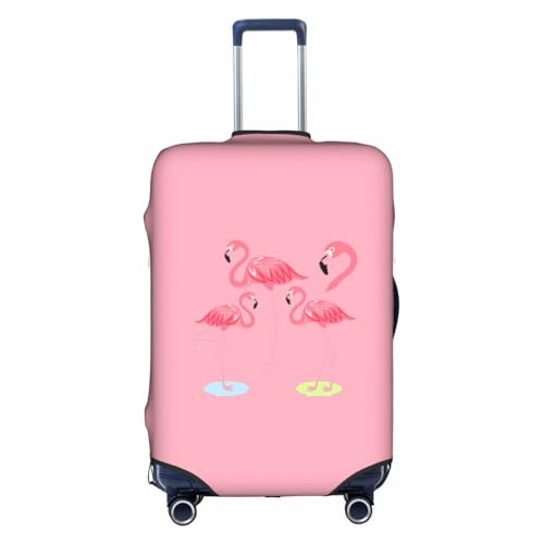 Valise de voyage XL protégée des rayures grâce à cette housse élastique motif flamants roses