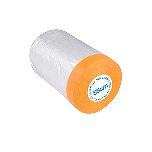 Pre-Taped Masking Film, Car Furniture Protection Covering Cloth, Adhesive Plastic Painting Drop Film (3.6 Ft X 65 Ft)