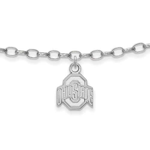 LogoArt Sterling Silver Ohio State University Anklet, 9 Inch