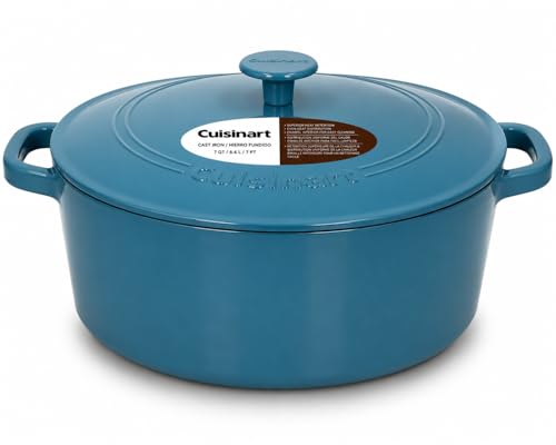 Image of Cuisinart Cast Iron Casserole Dutch Oven, Teal, 7 Quart