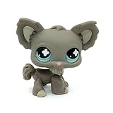 Rare Mini Pet Toys #836 Grey Chihuahua Dog Puppy Blue Eyes Animal Figure Gift