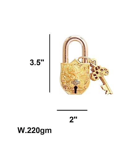 Image of IndainArtVilla Handmade Old Vintage Style Antique Owl Design Lock with 2 Keys for Home Temple Office Showrooms Security Lock Home Decore Gift Item