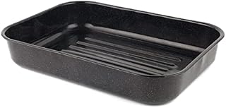Russell Hobbs CW11431 Deep Roasting Tin, Vitreous Enamel Coated Large Roaster, Oven Baking Dish, Roast Chicken Tray, Meal/Vegetables, Dishwasher Safe, Romano Collection, 42 cm, Black