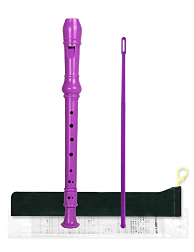 Mr.Power Soprano Recorder C Key 8 Hole German Fingering Clarinet ABS Music Flute Present for Beginner Graduation School Education Family (Purple)