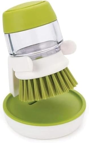 Image of Palm Scrub Brush for Dishes with Soap Dispenser - Kitchen Cleaning Tool - Kitchen Brushes for Dishes (Green)
