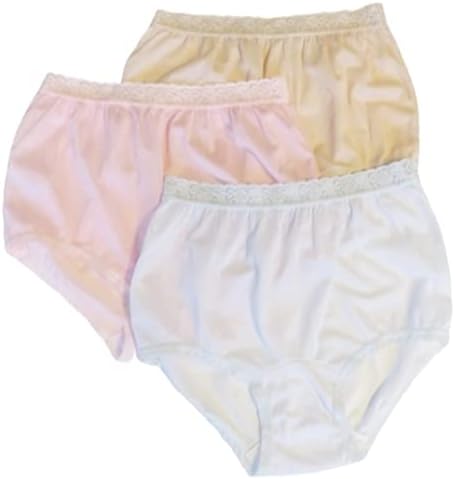 Carole Women's Nylon Lace Trim Panties Full Cut Briefs - Pack of 3