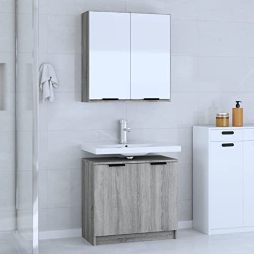 Gabinetes de baño gris Sonoma en madera de ingeniería duradera 2