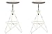 CLP Lot De 2 Tabourets De Bar Industriel Karla I Chaise Haute De Bar avec Hauteur Réglable Repose-Pied Assise en Bois Pieds en Métal, Couleur:Blanc Antique