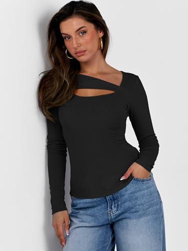 ANRABESS Womens Cutout Tops Trendy Sexy Long Sleeve Shirts Ribbed Slim Fit Tee 2025 Fall Fashion Going Out Tshirts Clothes4