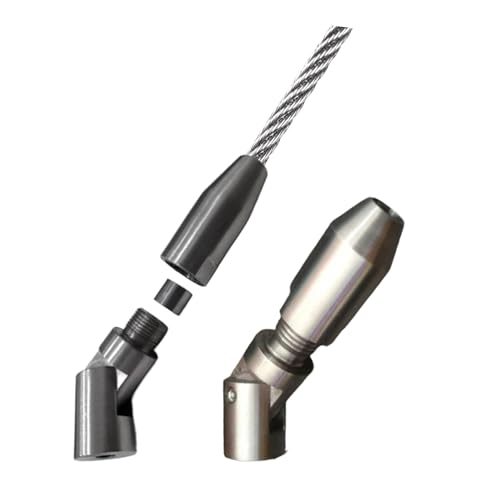 Image of Stainless Steel Wire Rope Bullet Angled Connector for Invisible Grill Making for Balcony, Staircase, Ceiling Hanging, Home Artitect, Decorations 2 Nos (Silver, 8MM)