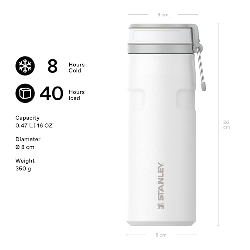 Stanley 1913 IceFlow Bottle Twist Flip 0.47L - Cold for 12 Hours - Iced for 3 Days - Dishwasher Safe - Recycled Stainless Steel - BPA Free - Double Wall Vacuum Insulation - Frost