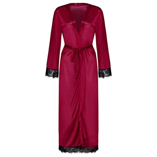 Robe de chambre en satin chic pour femme avec dentelle fine