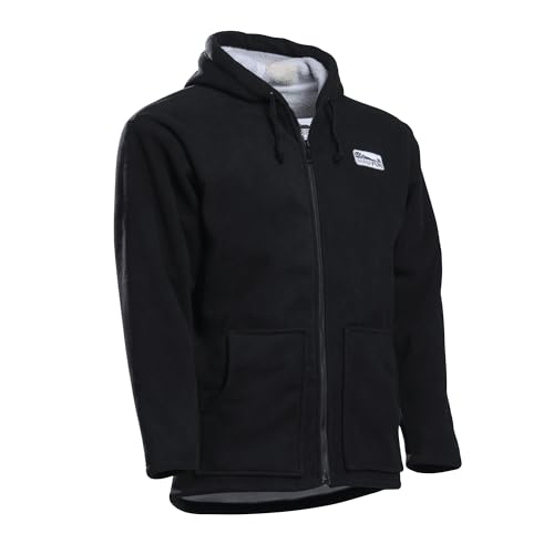 Full Zip Surfcheck Fleece Hoodie - Black - Men's & Women's - Heavy Waterproof Windproof Sweatshirt Zipper Jacket
