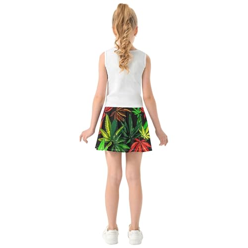 Custom Athletic Shorts Girls Skorts Skirts with Shorts Flowy Skort Cannabis Leaves Red Green 4t4