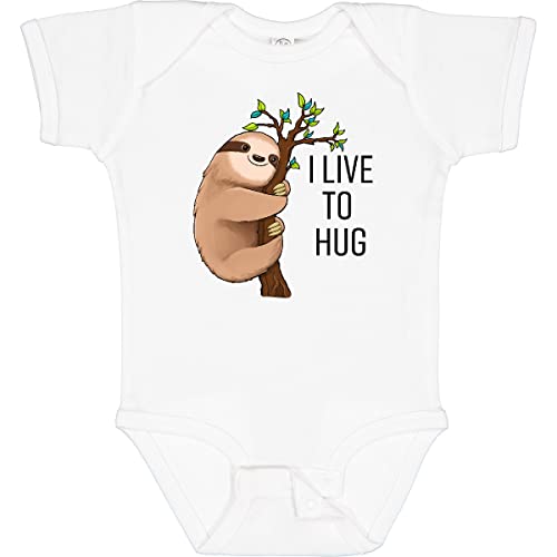 inktastic I Live To Hug- Cute Sloth on a Branch Baby Bodysuit 6 Months 0020 White 2b25a