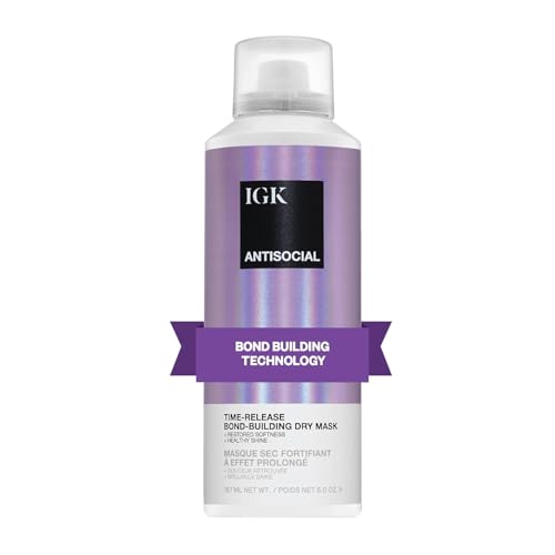 IGK Antisocial Bond-Building Dry Hair Mask, overnight dry hair mask for damaged hair, revive healthy...