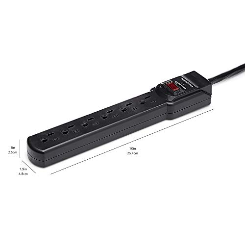 Image of Amazon Basics 6-Outlet Surge Protector Power Strip with 200J Protection, Circuit Breaker, 2ft Extension Cord, Black, 20-Pack