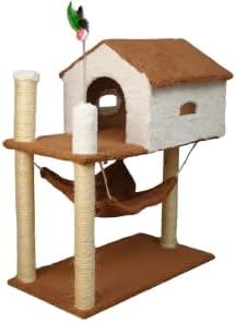 Arranhador para Gatos com Casinha e Rede, 84 cm Altura x 61 cm Co...