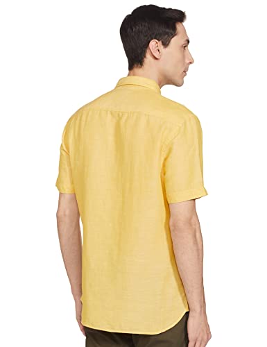 Image of Marks & Spencer Mens Solid Linen Blend Collared Neck Regular Fit Shirt
