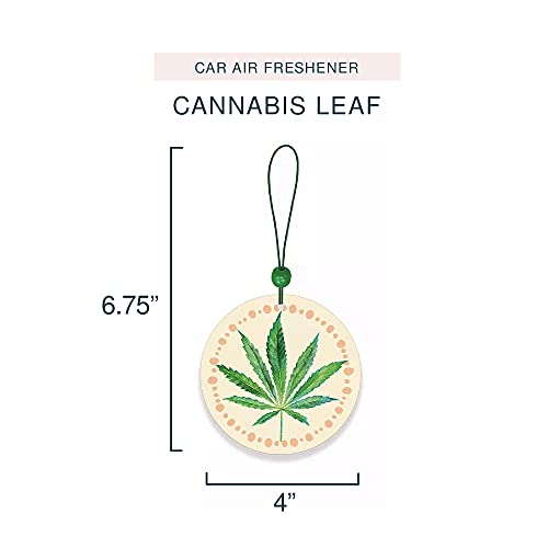 Image of Studio Oh! Cannabis Leaf Set of 2 Hanging Car Air Freshener, Long-Lasting Fragrance, Odor Eliminator, Scented Car Accessory for Auto Interior, Decorative Air Freshener, 4 x 7.5 in