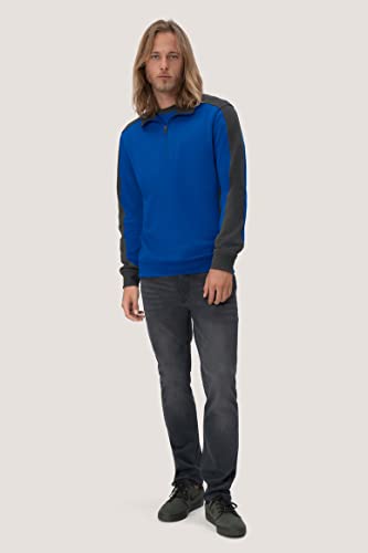 HAKRO Zip Sweatshirt Contrast Performance, HK476-royal, 4XL