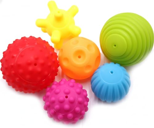 Image of DOPHYRANIX 6 Pack Sensory Balls Set for Babies, Soft & Textured Balls with Bright Colors and Sounds for Baby Toddler