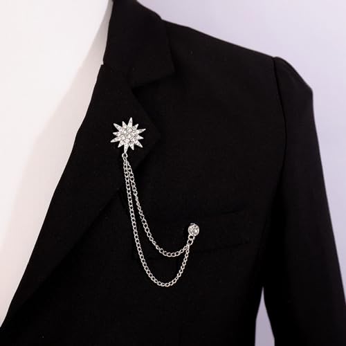 Image of women's chain brooch tassel chain rhinestone zircon brooch is suitable for women's metal chain clothing accessories, jewelry, gifts, and various holiday accessories