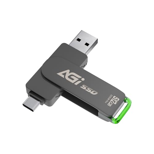AGI 512GB 外付けSSD USB 3.2 Gen 2 Type-A/Type-C 両対応 最大読み取り速度550MB/s PS5/PS4/iOS/Android/iPad/Win/Mac対応(メーカー動作確認済) テレビ録画 ポータブル SSD 小