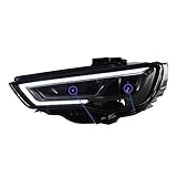 UIOICAO Compatible For AUDI A3 2013-2016 Headlights DRL LED Bi Xenon Bulb Fog Lights Car Accessory S3 8V RS3 Head Lamp(Color:Halogen,Size:RIGHT HAND DRIVE_2 PCS)