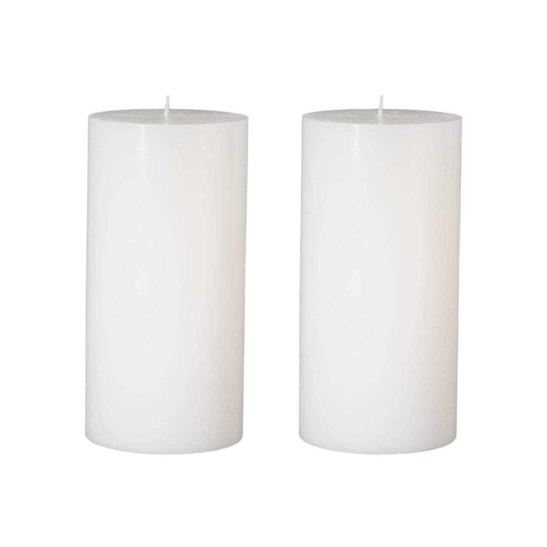 Unscented Pillar Candles Set of 2 | 6x3 nches | Paraffin Wax Candles | Home Decor (White)
