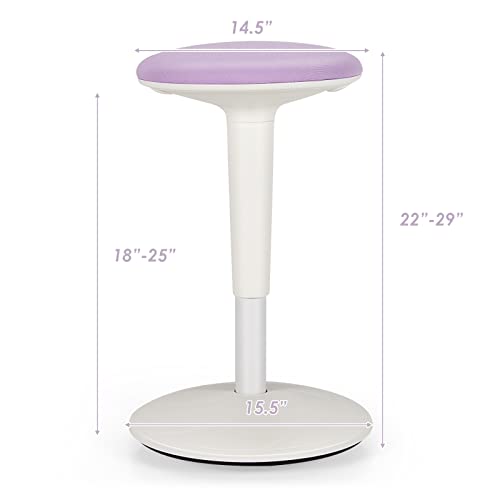 Image of Giantex Wobble Stool Height-Adjustable Standing Desk Stool W /Swivel, Tilt Motion, Premium Airlift, Wiggle Chair for Flexible Seating, for Junior, Home, Office, School Active Chair (Violet+White)
