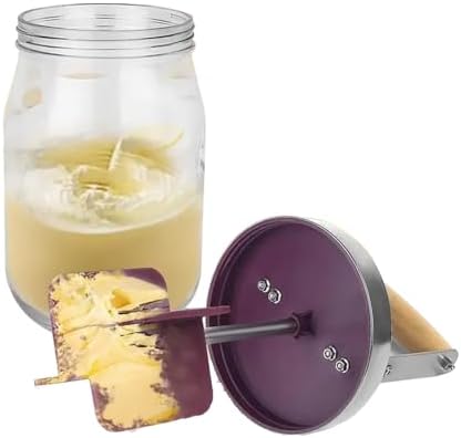 Hand Crank Butter Churner - 1000ml Homemade Butter Maker for Kitchen & Restaurant, Wide Mouth Cream Churn for Fresh Butter Dishes & Servers, Easy to Use