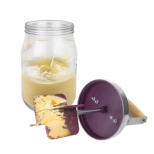 HMWOKPOT Hand Crank Butter Churner Butter Maker Wide Mouth Cream Homemade Butter Churn for Home Kitchen Restaurant Butter Dishes Servers,1000ml