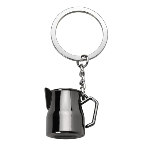 Realistic Black Coffee Pot Keychain for Coffee Latte Art Pitcher