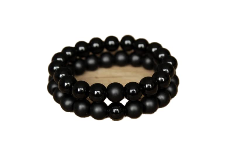 Bracelet distance couple onyx mat shungite 8mm pour vaincre le manque