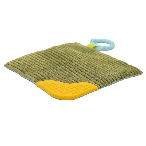 Image of Mary Meyer Crinkle Teether Toy with Baby Paper and Squeaker, 6 x 6-Inches, Pebblesaurus