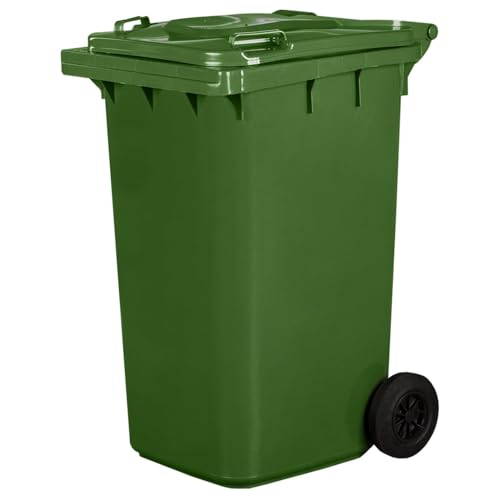 IMJ-Global - Poubelle Exterieur 240l Plastique PN-EN 840, Bac Conteneur pour Déchets et Recyclage avec Roues et Système d'Attelage Mécanique, pour les...