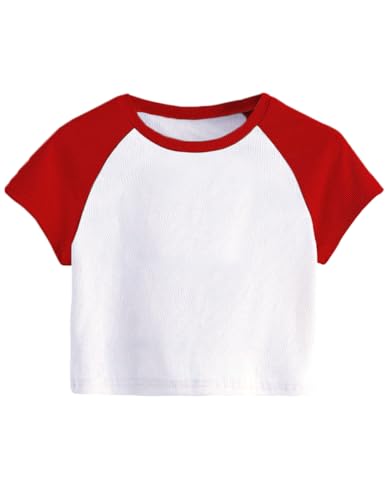 Lancifolium Trending Y2k 2000s Raglan Sleeve Cute Egirl Crop Tops Women Summer Knit Ribbed Cropped T Shirts for Teen Girls