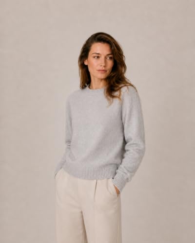 Image of State Cashmere Women's Essential Crewneck Sweater 100% Pure Cashmere Classic Long Sleeve Pullover