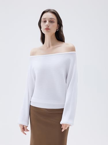 SUUKSESS Women Cashmere Oversized Off Shoulder Pullover Sweaters Boat Neck Long Sleeve Knit Jumpers Tops3